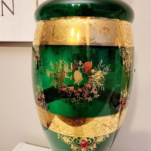 Vintage Italian Emerald Green Vase 17" - Picture 5 of 8